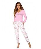 Top and pants pajamas, soft cotton, long sleeves, pockets, flamingo print